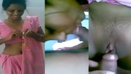 Tamil pink saree girl blowjob and hard pussy fucking