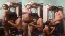 Tamil couple hot sex in purple bra panty with a sexy blowjob