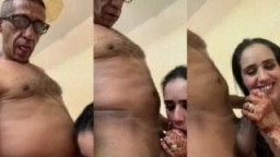 Hot daughter sucking father-in-law big dick