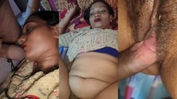 Hot Wife Giving handjob to Hubby and gating fucked hairy pussy