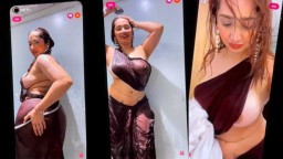 Aditi Mistry Nude Red Saree 12min+ in Shower Full Live