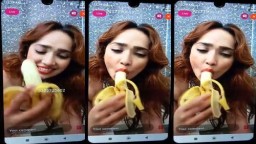 Aditi Mistry in Animal Printed White Panty Accidently Slip and Banana Blowjob on Live