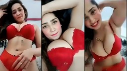 BBW Model Aditi Mistry Very Happy To Show Big Boobs Ass in Red Bra Panty Hot App Live